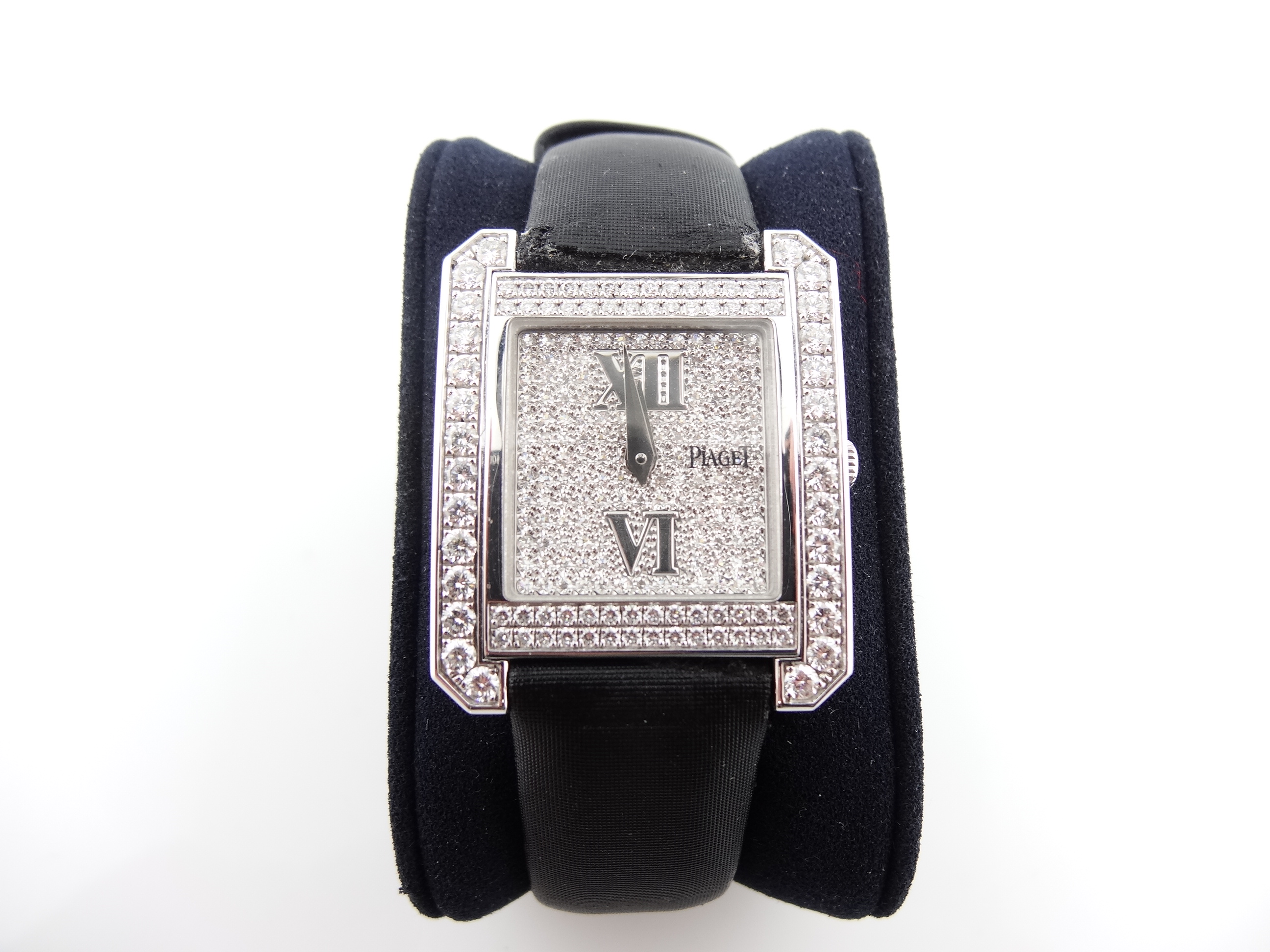 Piaget Ladies Diamond Watch with black satin band - Diamond Mine