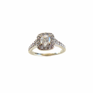 .51 Cushion cut with a halo , and matching diamond band