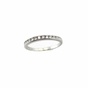Thin channel anniversary diamond band in 14kt white gold