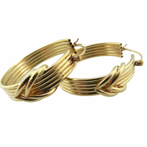 14kt Large Yellow gold decorative hoops