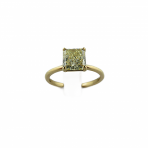 1.31 Square Modified Brilliant Yellow Diamond  set in 18kt Yellow gold