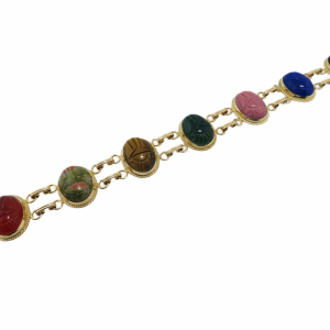 Retro Heavy Scarab Gemstone Bracelet in 14kt Yellow gold