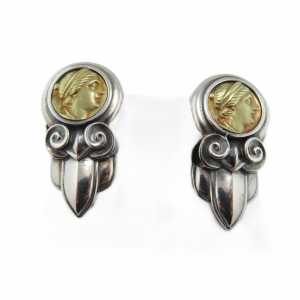 Esti Frederica Sterling Silver & 18k Gold Roman Coin look Earrings