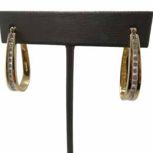 Diamond Hoops 14 diamonds each  ,14kt yellow gold