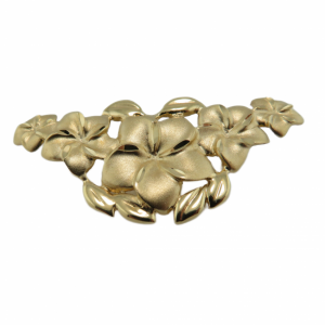 Hawaiian Plumeria Flowers in 14kt Yellow gold Pendant Slide