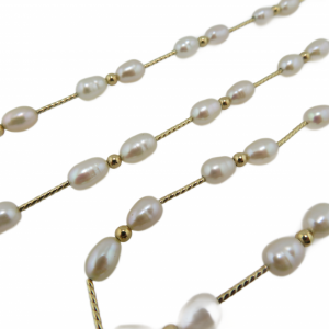 Fresh water pearl strand with gold beads and matching bracelet