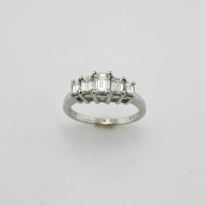 5 Emerald Cut Natural Diamonds in Platinum Band