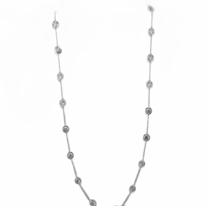 Lab Diamond Station necklace in white gold with 20 diamonds