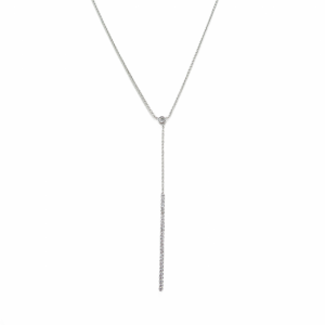 14kt Diamond drop necklace with 28 diamonds in white gold