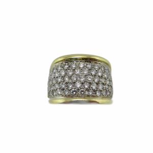 Wide diamond Pave ring in 18kt yellow gold 2.25 TCW