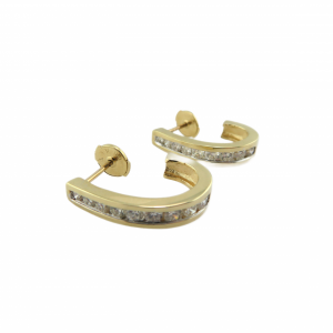 Diamond hoops in Yellow gold .90 TCW