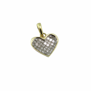 Heart pendant set with 38 princess cut diamonds