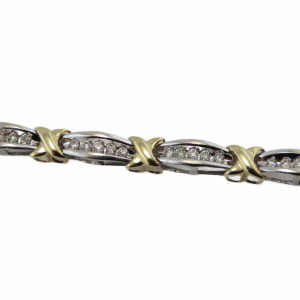Diamond Tennis bracelet in white gold and yellow gold 70 diamonds