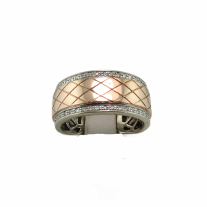 Wide Man's band in Rose gold and White gold