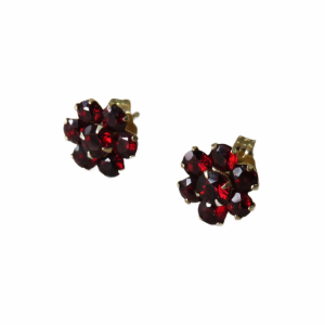 Vintage Garnet cluster earrings in 14kt Yellow gold