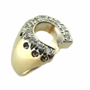 Retro Diamond Horseshoe men's ring .33TCW