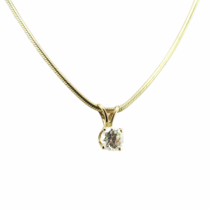 .40 Natural Diamond Pendant on a Yellow Gold Snake chain