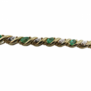 Emerald and Diamond Tennis Bracelet in 10 Kt Yellow gold