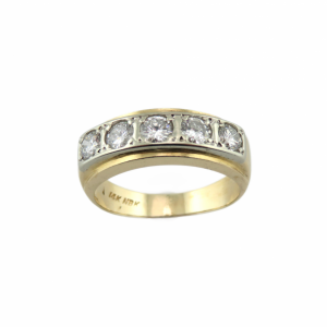 Man's 5 Diamond Band 1Carat Total Weight in Two tone gold